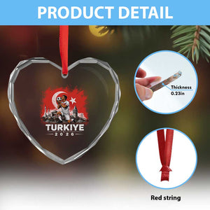 Turkish Soccer 2026 Heart Crystal Glass Ornament Turkey Football Fan Vintage Turkish Pride