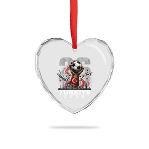 Turkish Soccer Heart Crystal Glass Ornament Turkey Football Fan Vintage Turkish Pride