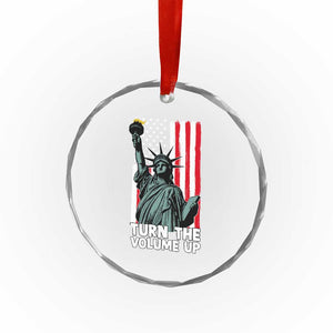 Turn The Volume Up Crystal Glass Ornament Statue of Liberty Patriotic American Flag TS14 Print Your Wear