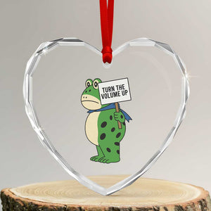Turn The Volume Up Heart Crystal Glass Ornament Resist Frog Portland Protest TS14 Transparent Glass 3'' Heart Print Your Wear