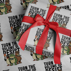 Turn The Volume Up Resist Wrapping Paper Roll Portland Frog Bear Penguin Protester TS14 White Print Your Wear
