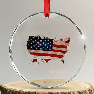 Turning Point Forever Crystal Glass Ornament Patriotic American Map Vintage USA Flag TS11 Transparent Glass 3'' Circle Print Your Wear