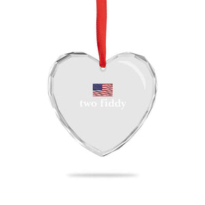 Two Fiddy America 250th Anniversary Minimalist Heart Crystal Glass Ornament Funny US American Flag Slang 1776 to 2026 Semiquincentennial