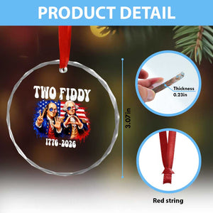 Two Fiddy Founding Fathers 1776 to 2026 Crystal Glass Ornament Funny Benjamin Franklin and George Washington American Flag Semiquincentennial TS02 Print Your Wear