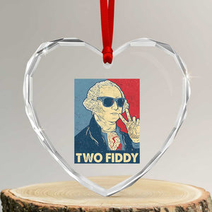 Two Fiddy George Washington 250th Anniversary Heart Crystal Glass Ornament Funny 4th of July