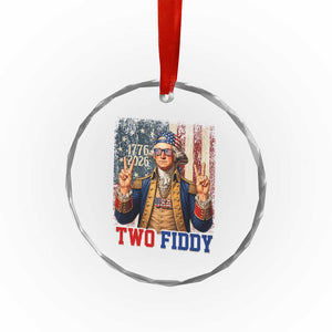 Two Fiddy George Washington Peace Signs Crystal Glass Ornament Funny Semiquincentennial Hip Hop Style President