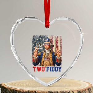 Two Fiddy George Washington Peace Signs Heart Crystal Glass Ornament Funny Semiquincentennial Hip Hop Style President