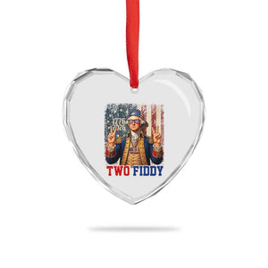 Two Fiddy George Washington Peace Signs Heart Crystal Glass Ornament Funny Semiquincentennial Hip Hop Style President