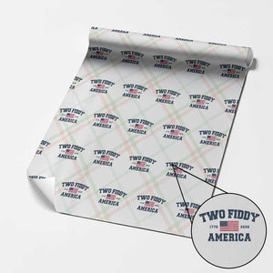Two Fiddy USA 250th Anniversary Wrapping Paper Roll United States Flag July 4th 2026 1776 Patriotic Humor