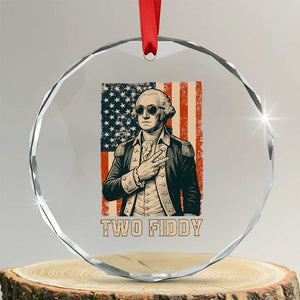 Two Fiddy Vintage George Washington Crystal Glass Ornament Funny Sunglasses Peace Sign Retro American Flag Semiquincentennial