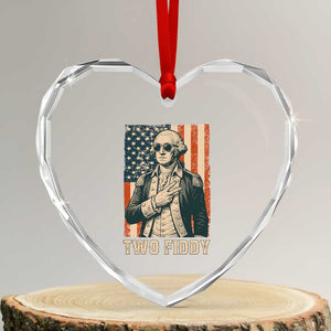 Two Fiddy Vintage George Washington Heart Crystal Glass Ornament Funny Sunglasses Peace Sign Retro American Flag Semiquincentennial