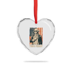 Two Fiddy Vintage George Washington Heart Crystal Glass Ornament Funny Sunglasses Peace Sign Retro American Flag Semiquincentennial