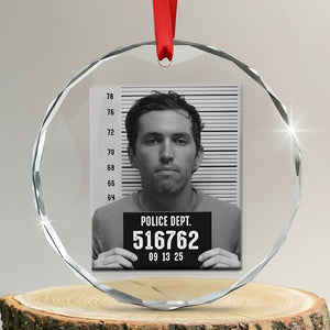 Tyler Robinson Mugshot Crystal Glass Ornament Justice For Charlie Kirk TS02 Transparent Glass 3'' Circle Print Your Wear