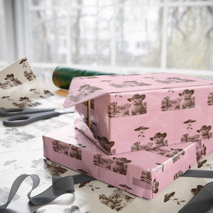 UFO Cowboy Cat Wrapping Paper Roll Vintage Graphic Retro Western Rodeo TS10 Light Pink Print Your Wear