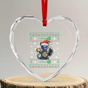 Ugly Christmas Dragon Dart Player Heart Crystal Glass Ornament Gift For Dartist TS12 Transparent Glass 3'' Heart Print Your Wear