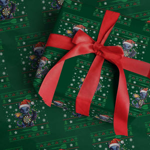 Ugly Christmas Dragon Dart Player Wrapping Paper Roll Gift For Dartist TS12 Green Print Your Wear