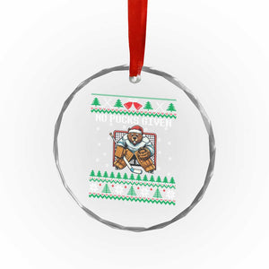 Ugly Christmas Sweater Beaver Ice Hockey Goalie Crystal Glass Ornament No Pucks Given TS12 Print Your Wear
