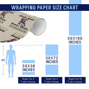 Ugly Christmas Sweater Santa Playing Hockey Wrapping Paper Roll Jingle Bells Hockey Smells TS12 Print Your Wear