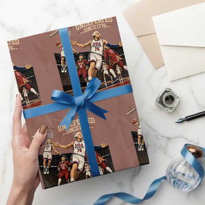 Undefeated Since 1776 George Washington Basketball Wrapping Paper Roll Funny USA Dream Team Founding Fathers Slam Dunk Patriotic Sports