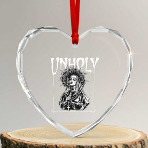 Unholy Nun Heart Crystal Glass Ornament Funny Horror Unholy Nun Satan Baphomet Gothic TS14 Transparent Glass 3'' Heart Print Your Wear