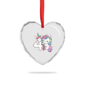 Unicorn 4th Birthday Heart Crystal Glass Ornament 4 Years Old Birthday Outfit TS10 Print Your Wear