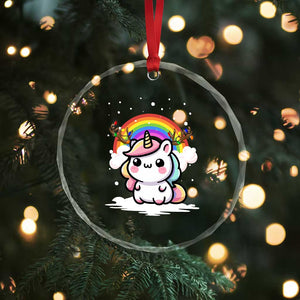 Unicorn Christmas Crystal Glass Ornament Cute Xmas Girls Rainbow TS10 Print Your Wear