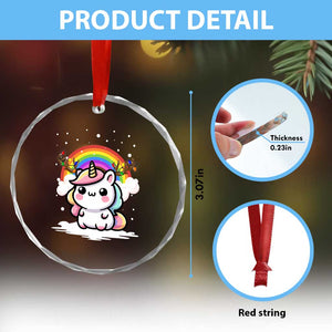 Unicorn Christmas Crystal Glass Ornament Cute Xmas Girls Rainbow TS10 Print Your Wear