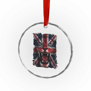 Union Jack Flag Lion Face UK British Great Britain Crystal Glass Ornament