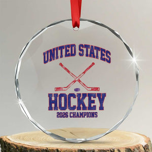 United States Hockey 2026 Champions Crystal Glass Ornament Patriotic USA Ice Hockey Victory Fan TS02 Transparent Glass 3'' Circle Print Your Wear