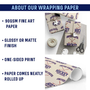 United States Hockey 2026 Champions Wrapping Paper Roll Patriotic USA Ice Hockey Victory Fan TS02 Print Your Wear