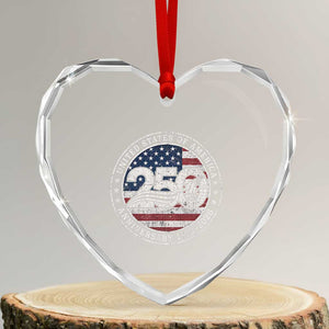 United States of America 250th Anniversary Vintage Seal Heart Crystal Glass Ornament Distressed American Flag 1776 to 2026 Semiquincentennial Patriotic