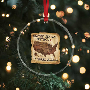 United States Without Illegal Aliens Crystal Glass Ornament Native Land Map