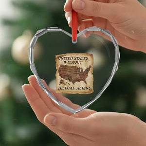 United States Without Illegal Aliens Heart Crystal Glass Ornament Native Land Map
