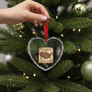 United States Without Illegal Aliens Heart Crystal Glass Ornament Native Land Map