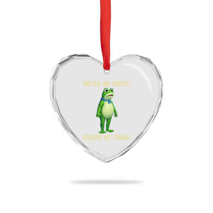 United We Ribbit Frog Protest Heart Crystal Glass Ornament Divided We Croak Free Portland Resist 2025 TS02 Print Your Wear