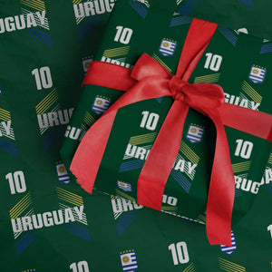 Uruguay Soccer Sports Graphic Number 10 Jersey Style Wrapping Paper Roll Proud Uruguayan Football Fans Game Day Pride TS02 Green Print Your Wear