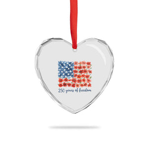 US 250 Years Of Freedom Heart Crystal Glass Ornament Retro Flower American Flag TS11 Print Your Wear