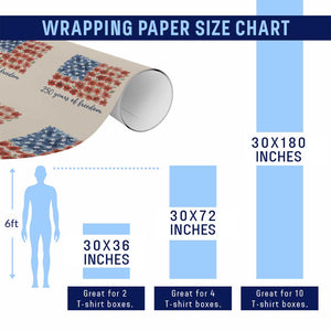 US 250 Years Of Freedom Wrapping Paper Roll Retro Flower American Flag TS11 Print Your Wear