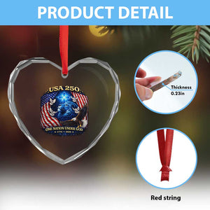 US 250th Anniversary Heart Crystal Glass Ornament 250 Years One Nation Under God Christian Patriotic Cross USA Flag TS10 Print Your Wear