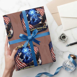 US 250th Anniversary Wrapping Paper Roll 250 Years One Nation Under God Christian Patriotic Cross USA Flag TS10 Mocha Print Your Wear