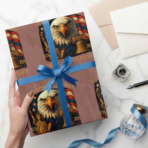 US 250th Anniversary Wrapping Paper Roll Retro Bald Eagle American Flag Patriotic Veterans TS10 Mocha Print Your Wear