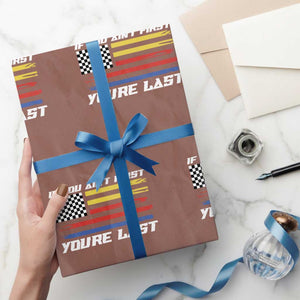 US Flag Car Racing Wrapping Paper Roll If You Aint First Youre Last Checkered Flag TS10 Mocha Print Your Wear
