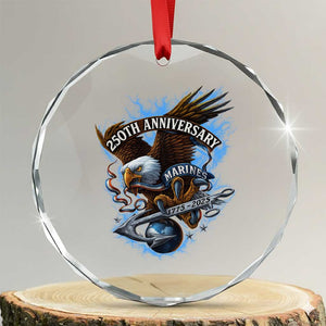 Us Marines Military 250th Anniversary Crystal Glass Ornament Bald Eagle Anchor TS11 Transparent Glass 3'' Circle Print Your Wear