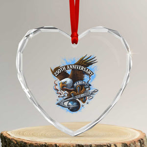 Us Marines Military 250th Anniversary Heart Crystal Glass Ornament Bald Eagle Anchor TS11 Transparent Glass 3'' Heart Print Your Wear