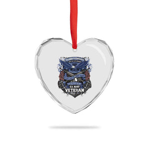 US Military Navy Veteran Heart Crystal Glass Ornament It Cannot Be Inherited Nor Can It Be Purchased I Have Earned It TS11 Print Your Wear