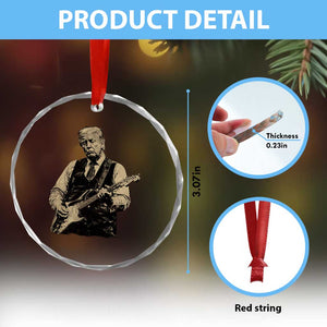 US Nation's Leader Playing Electic Rock Guitar Retro Vintage Crystal Glass Ornament TS11 Print Your Wear