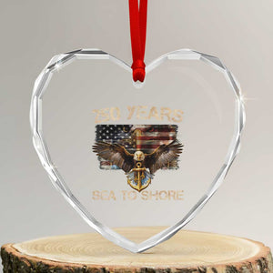 US Navy Military 250th Anniversary Heart Crystal Glass Ornament 250 Years Sea To Shore Bald Eagle TS11 Transparent Glass 3'' Heart Print Your Wear