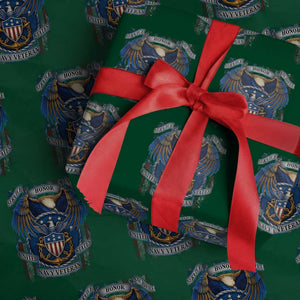 US Navy Veteran Service Honor Sacrifice Wrapping Paper Roll Vintage Bald Eagle American Flag Anchor TS11 Green Print Your Wear
