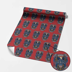 US Navy Veteran Service Honor Sacrifice Wrapping Paper Roll Vintage Bald Eagle American Flag Anchor TS11 Red Print Your Wear