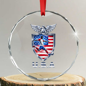 USA 2026 Soccer Player Crystal Glass Ornament United States Team Pride TS12 Transparent Glass 3'' Circle Print Your Wear